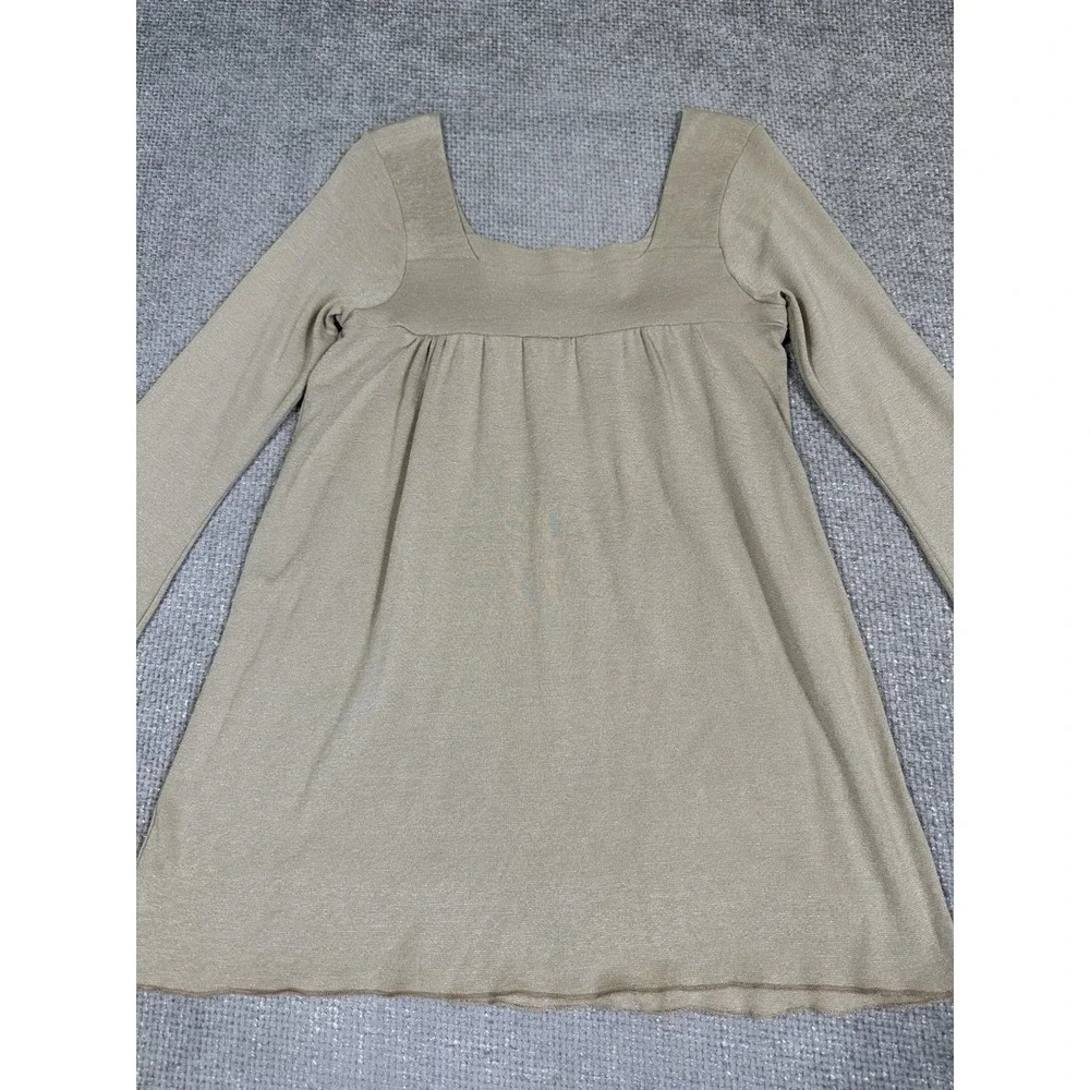 Michael Stars Top Womens OS Gold Square Neck Babydoll Tunic Shimmery Y2K - Picture 3 of 10